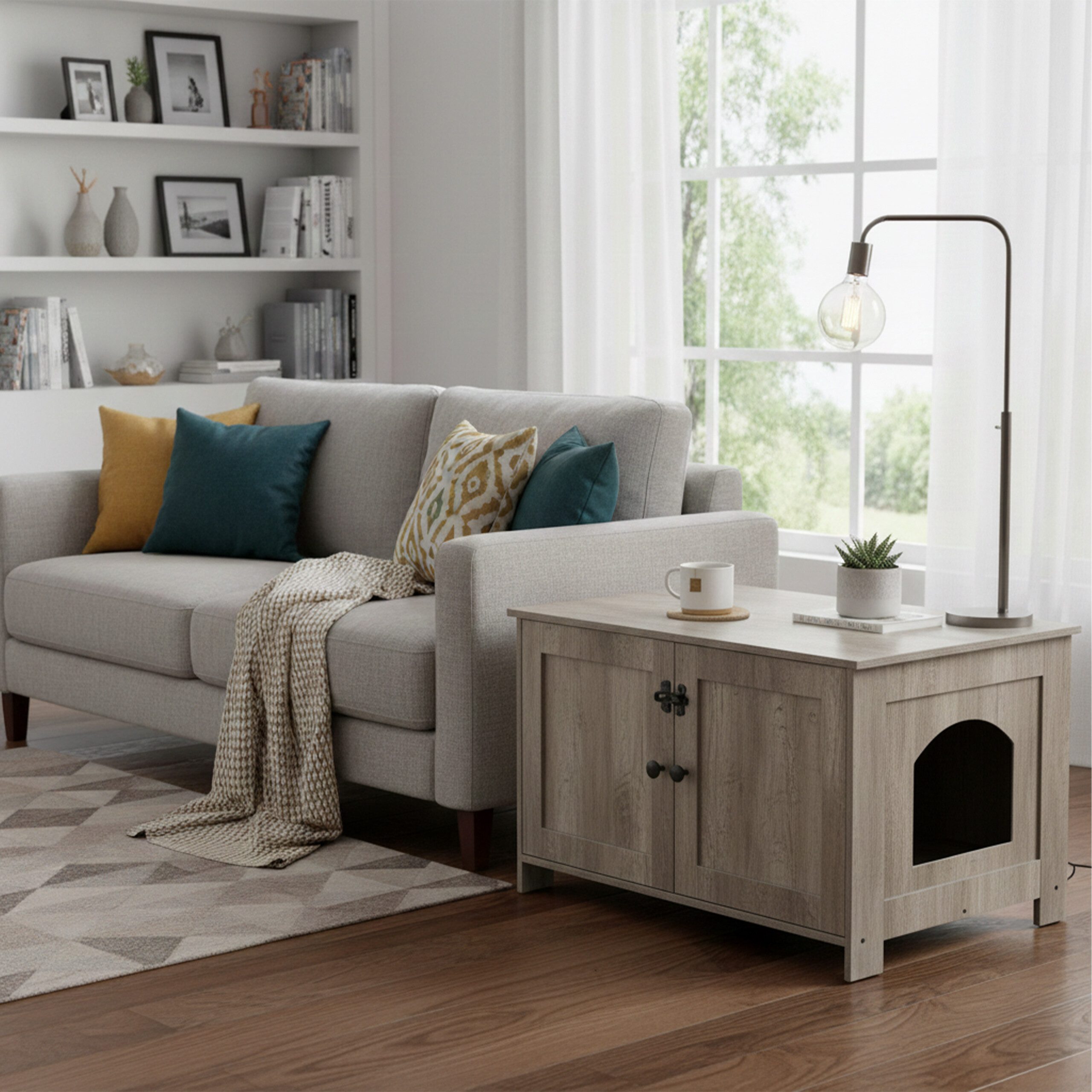 relaxdays Katzenhaus Katzenschrank für Katzenklo, Holzoptik günstig online kaufen