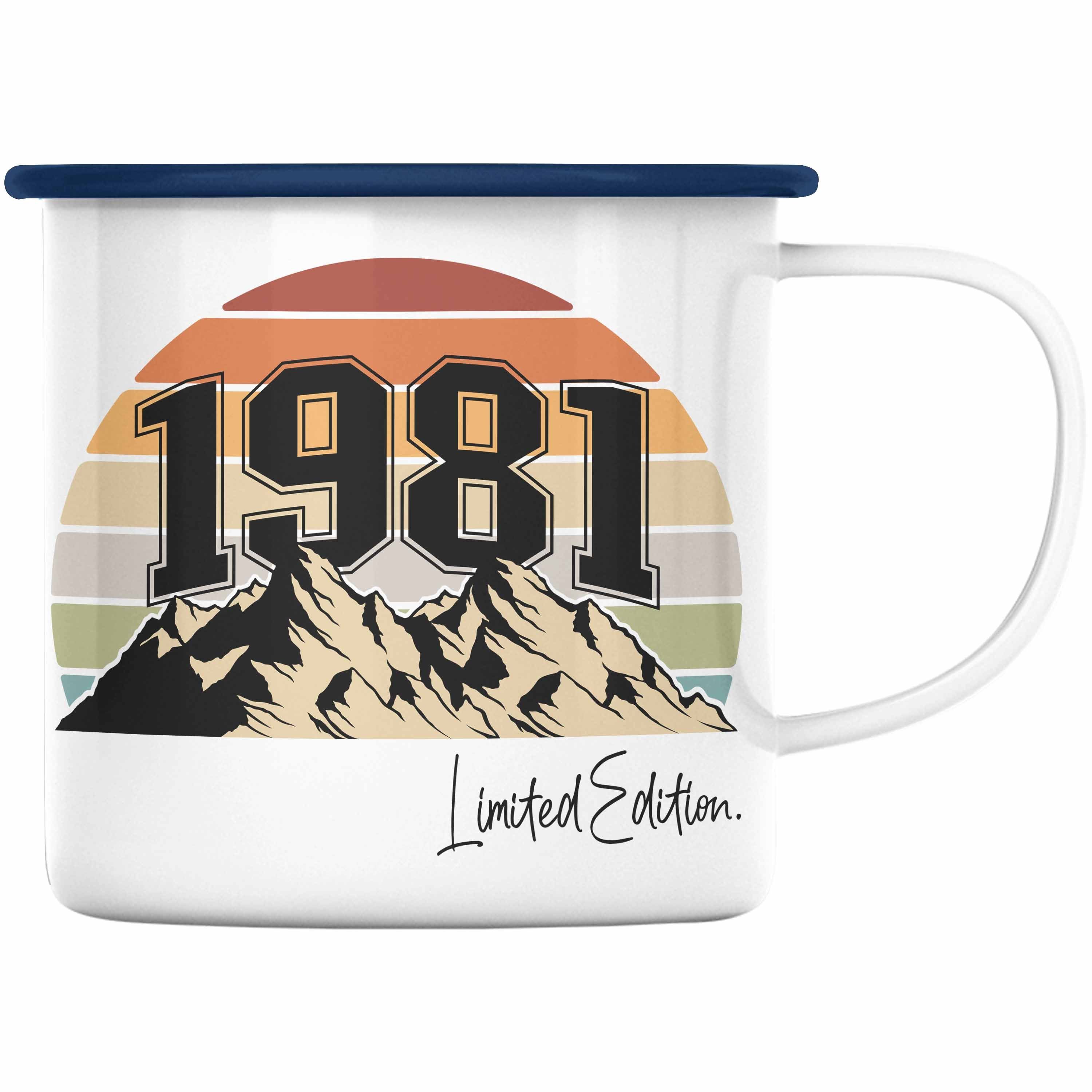 Trendation Thermotasse Trendation - 40. Geburtstag Emaille Tasse Frau Männer Geschenk 40er Geschenkidee 40 Mutter Vater Mann Frauen Lustig Geschenke Blau