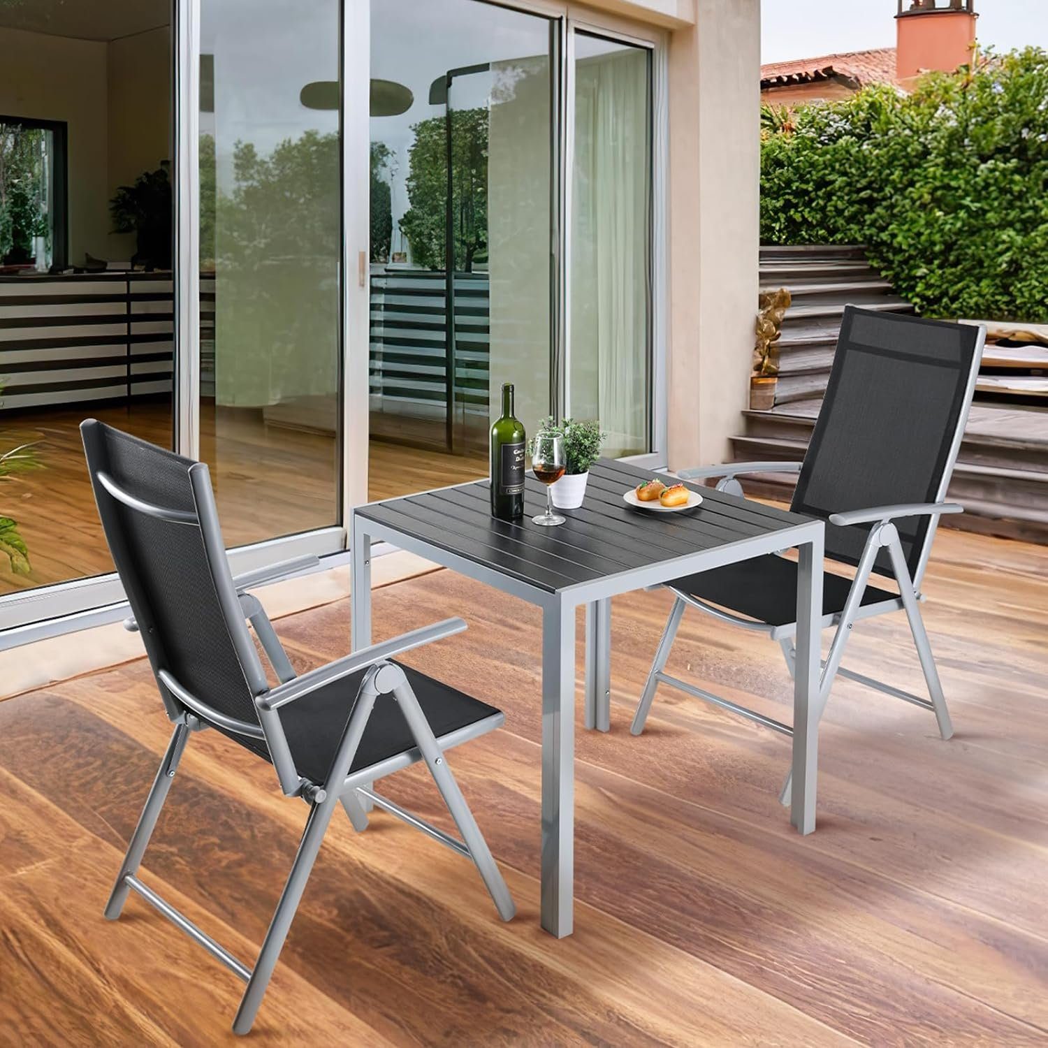 TLGREEN Gartentisch Aluminiumrahmen Quadratisch (75x75cm WPC Balkontisch We günstig online kaufen