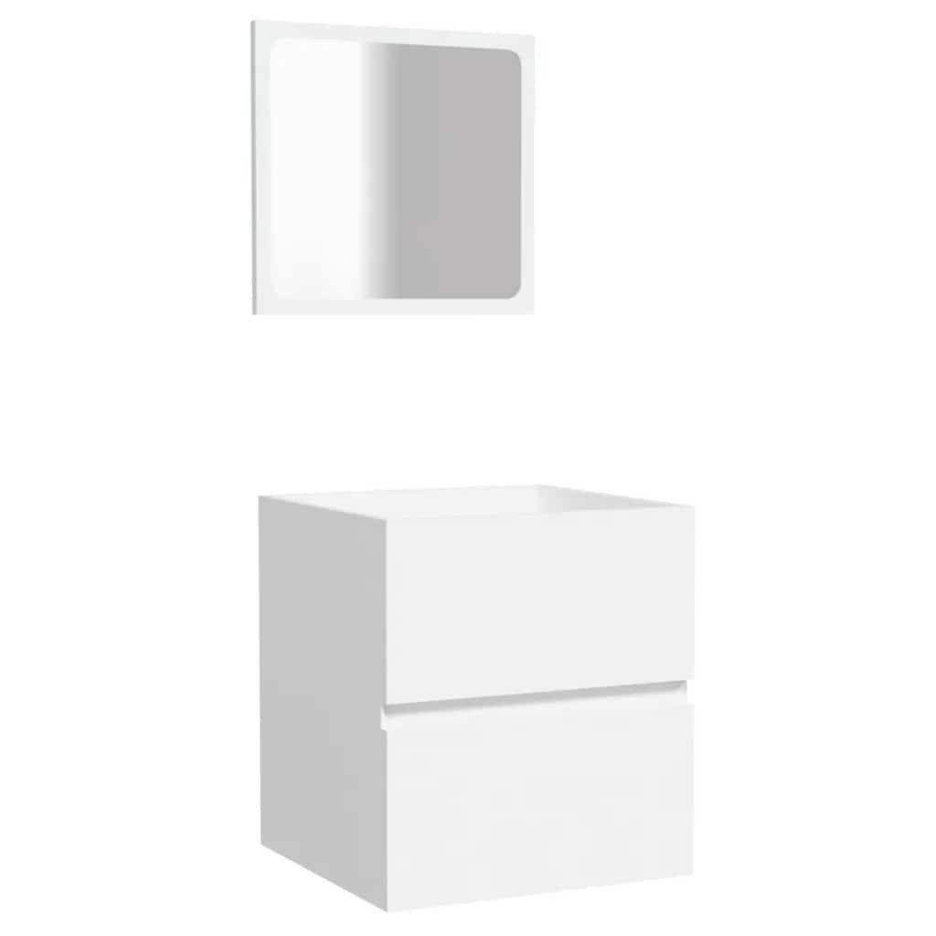 vidaXL Badezimmer-Set Badschrank mit Spiegel Weiß Holzwerkstoff, (1-St)
