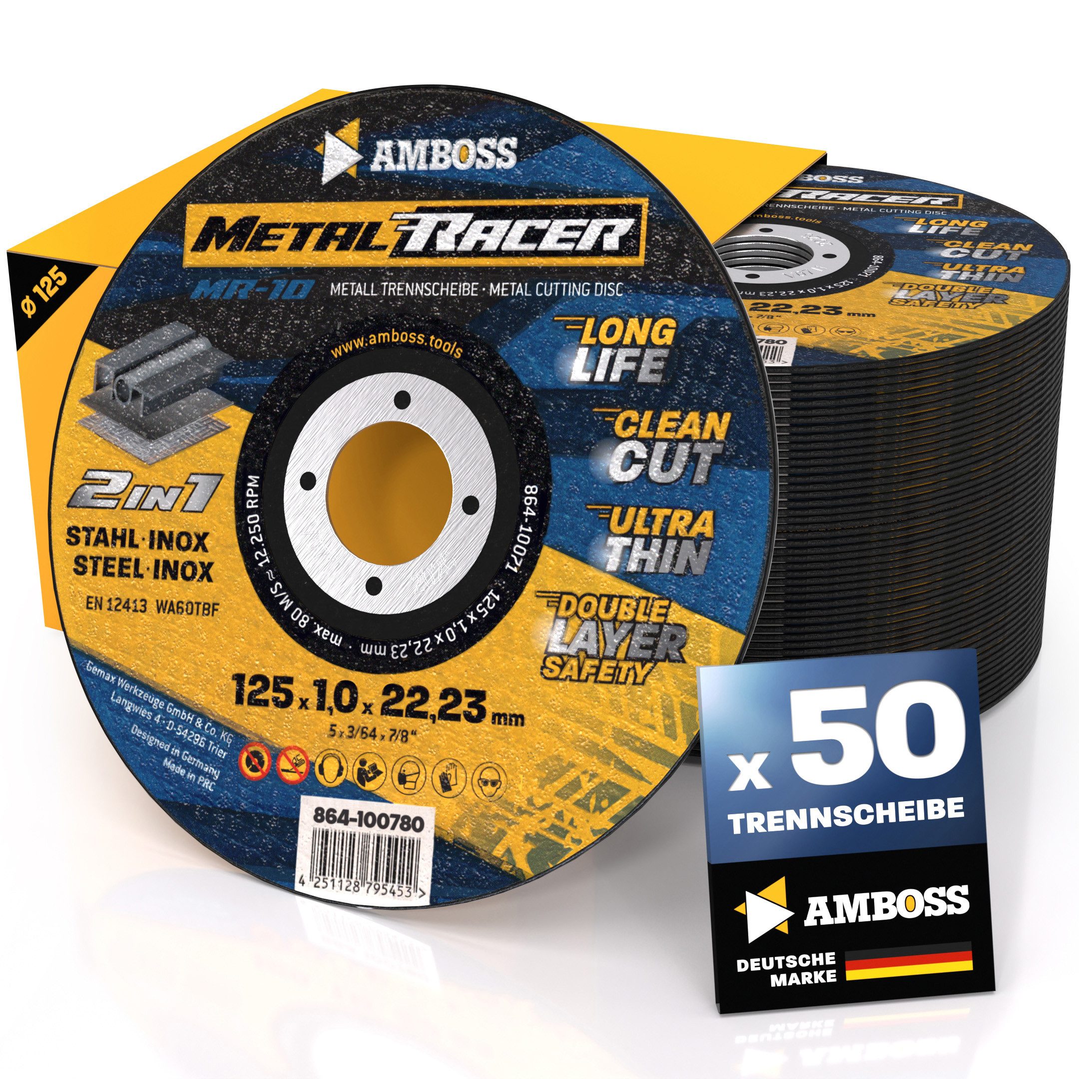 Amboss Werkzeuge Trennscheiben 50x Amboss Metal Racer Trennscheibe, Ø125 mm - 1