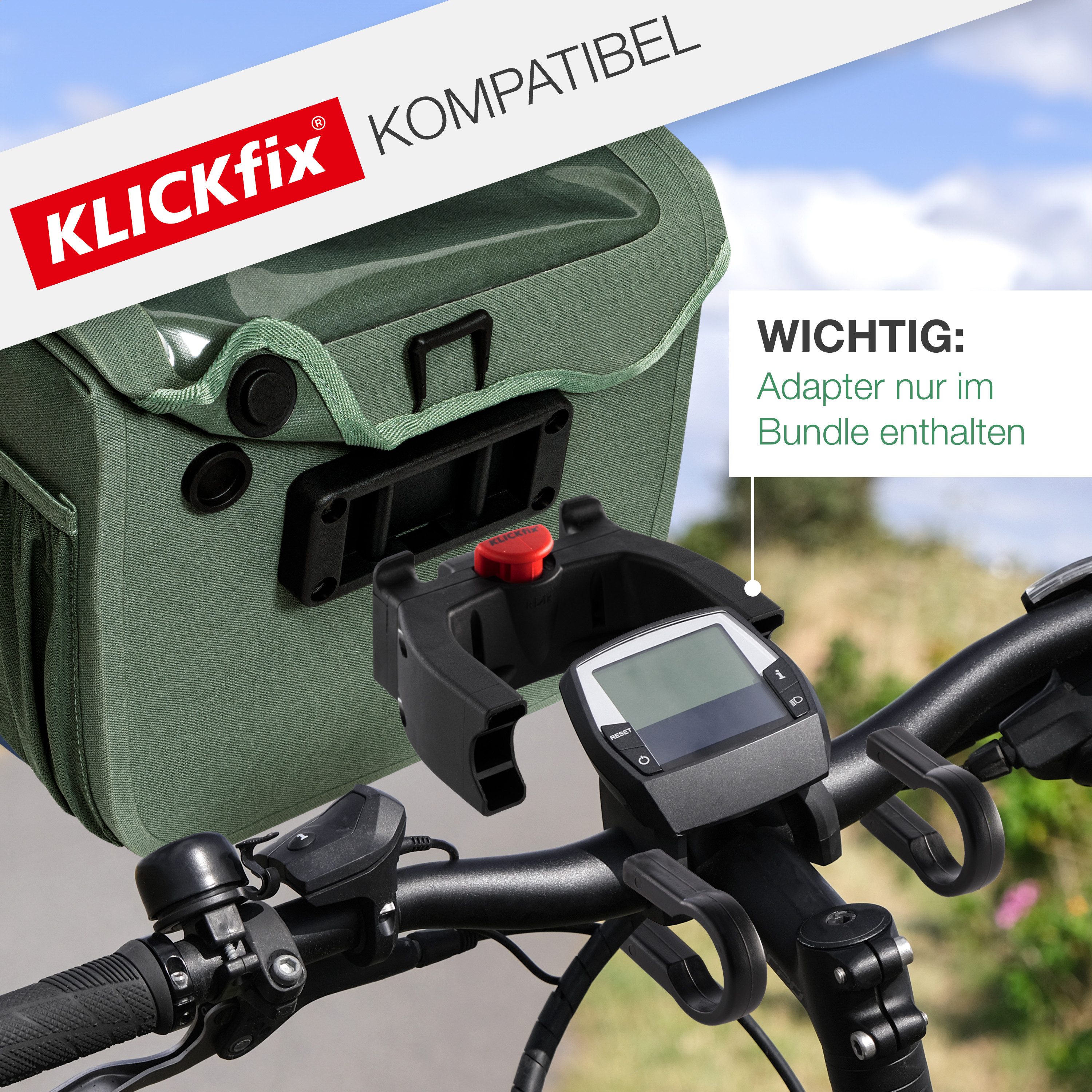 Valkental Lenkertasche Fahrradtasche vorne mit Handyfach, Klickfix-kompatibel, wasserdicht & reflektierend