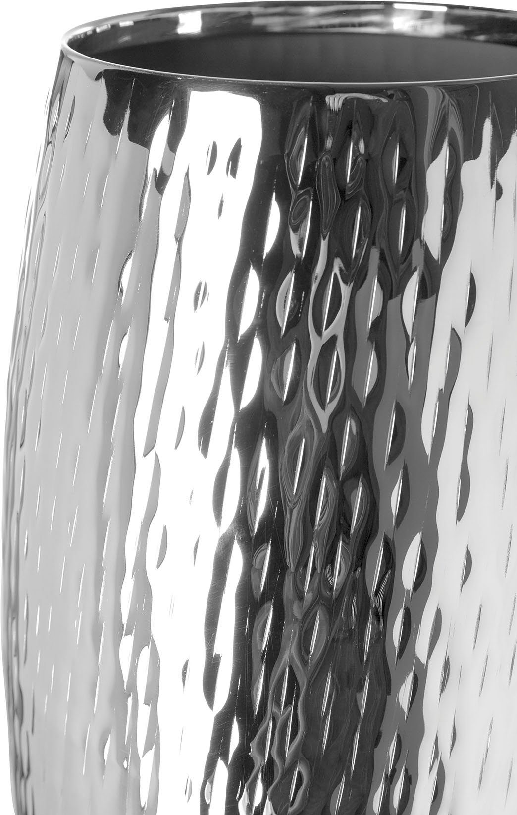 Fink Dekovase AFRICA, aus Eisen, Höhe ca. 40 cm (1 St), mit vertikal  gehämmerter Oberfläche, Handarbeit, Dekorative Vase aus vernickeltem Eisen