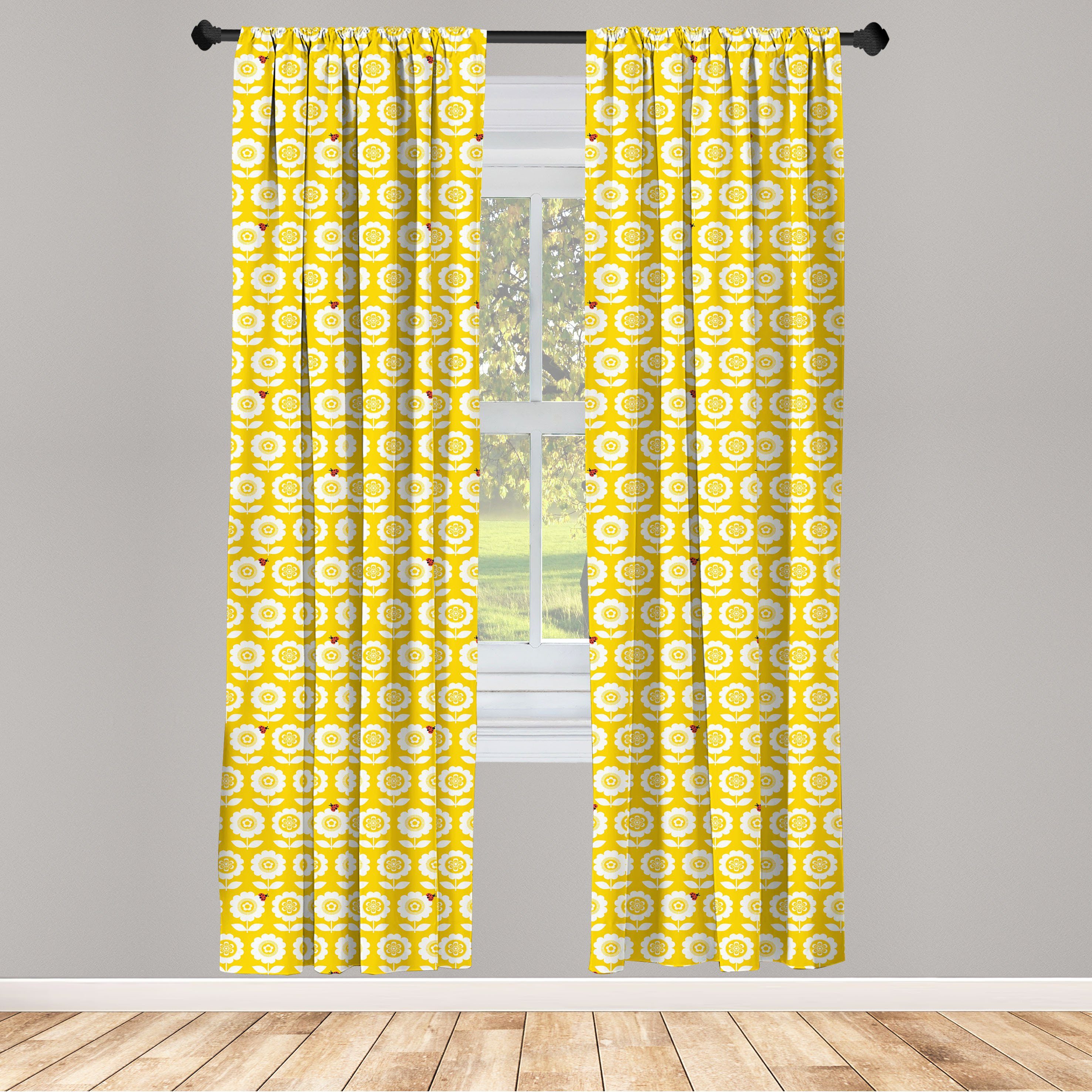 Gardine Vorhang für Wohnzimmer Schlafzimmer Dekor, Abakuhaus, Microfaser, Blumen Scandinavian Muster
