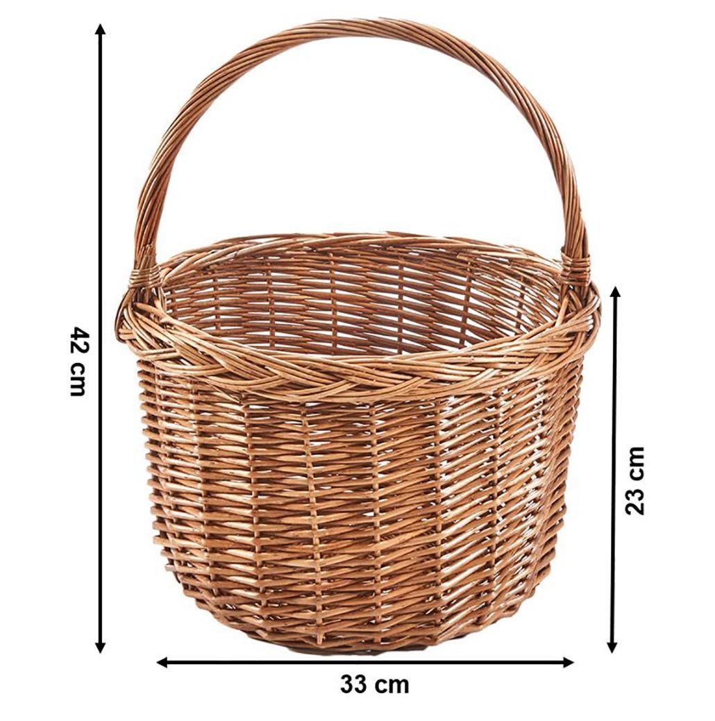 Kobolo Einkaufskorb Korb Shopper geflochtener Weidenkorb LINA, 33cm Durchmesser