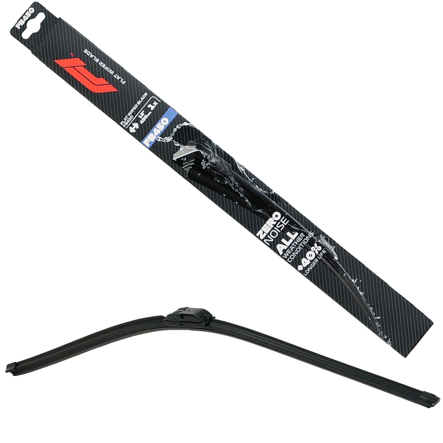 Formula 1 Scheibenwischblätter F1 FB450 Wischerblatt 450mm Scheibenwischer, vorne, (Packung), 18" Flachbalkenwischer Spoiler Multi Adapter-System Fahrer Beifahrer