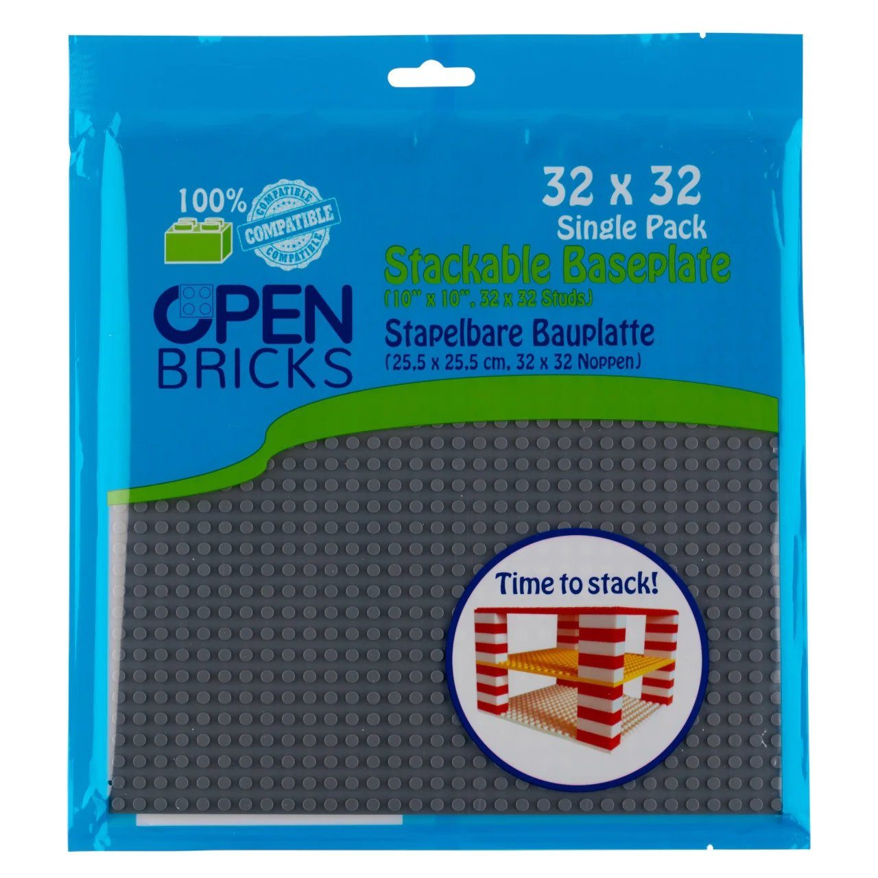 Open Bricks OpenBricks Baseplate 32x32 dark grey Konstruktionsspielsteine