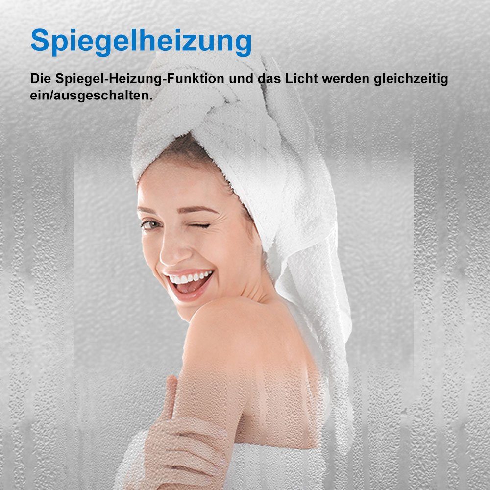 duschspa Badspiegel 80-160cm Kalt/Warm/Neutralweiß, Uhr, Beschlagfrei, 3x Makeup-spiegel