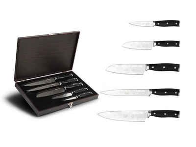 SWISS PRO+ Damastmesser 5-teiliges japanisches Damast-Messerset kohlenstoffreicher Kochmesser