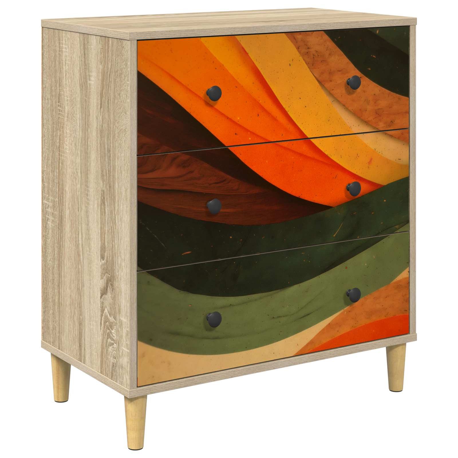 vidaXL Kommode 66 x 36,5 x 75 cm Kommode Schubladenschrank Sideboard BONN Retro-Welle