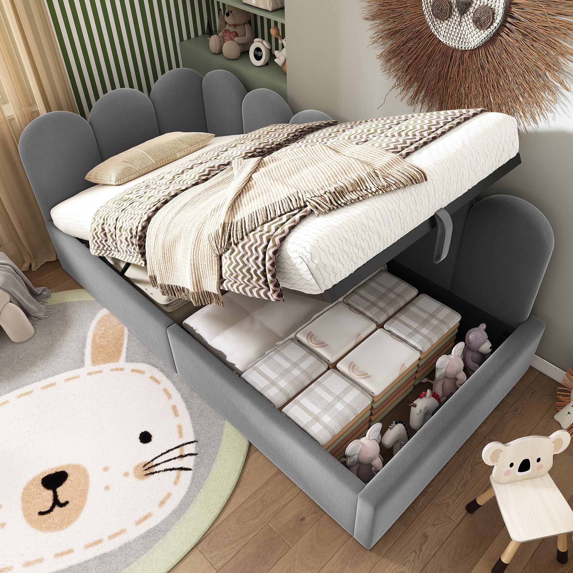 STILVORA Schlafsofa 90×200 mit Bettkasten,Tagesbett Daybett mit Lattenrost,Samtstoff, 1 Teile