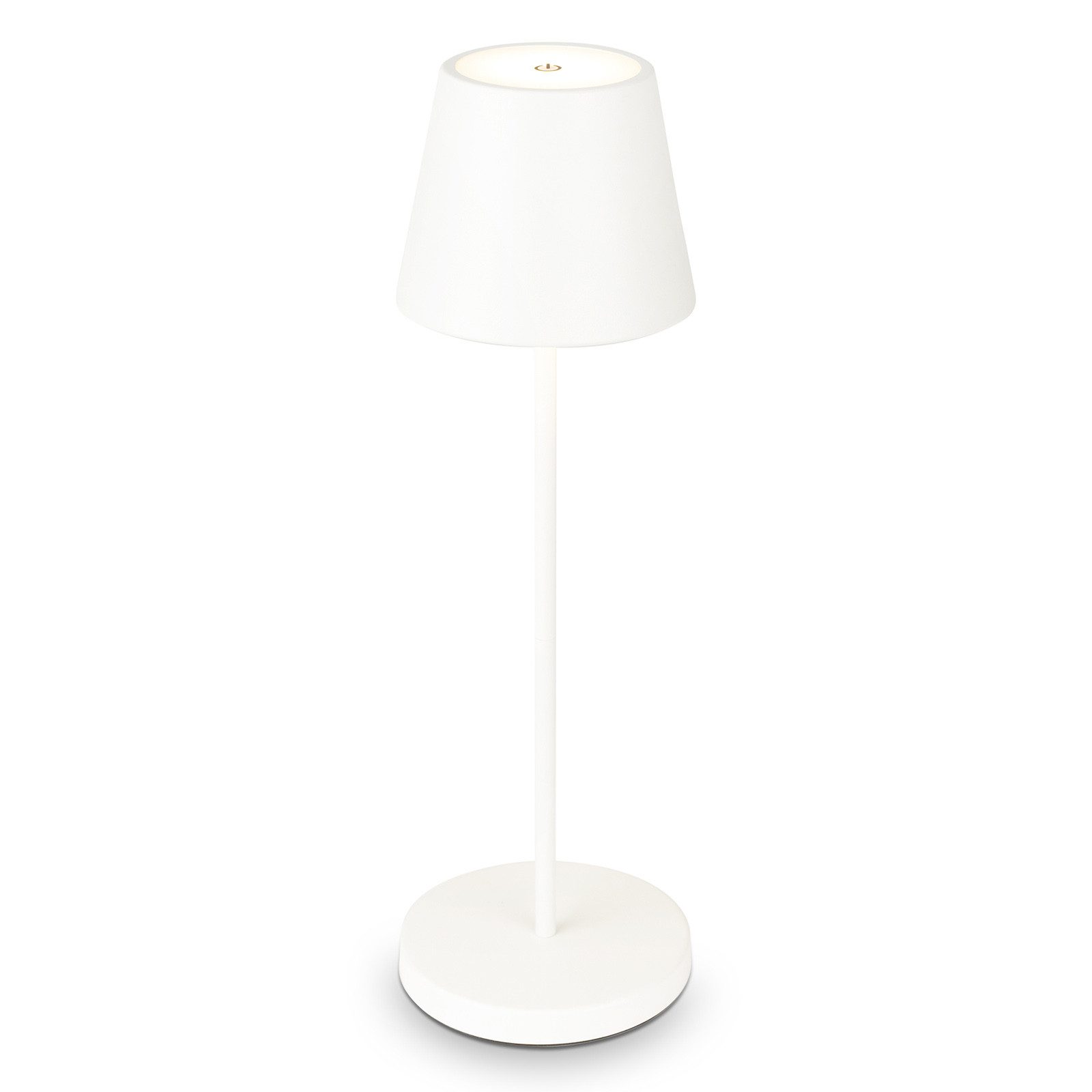 B.K.Licht Tischleuchte LED 2,6W kabellos aufladbar dimmbar 38cm Outdoor IP54 Balkon Terrasse, Dimmfunktion, LED fest integriert, 2700K - Extra-Warmweiß, Akku-Tischlampe Touch weiss USB Außen Innen Büro Wohnzimmer BKL1586