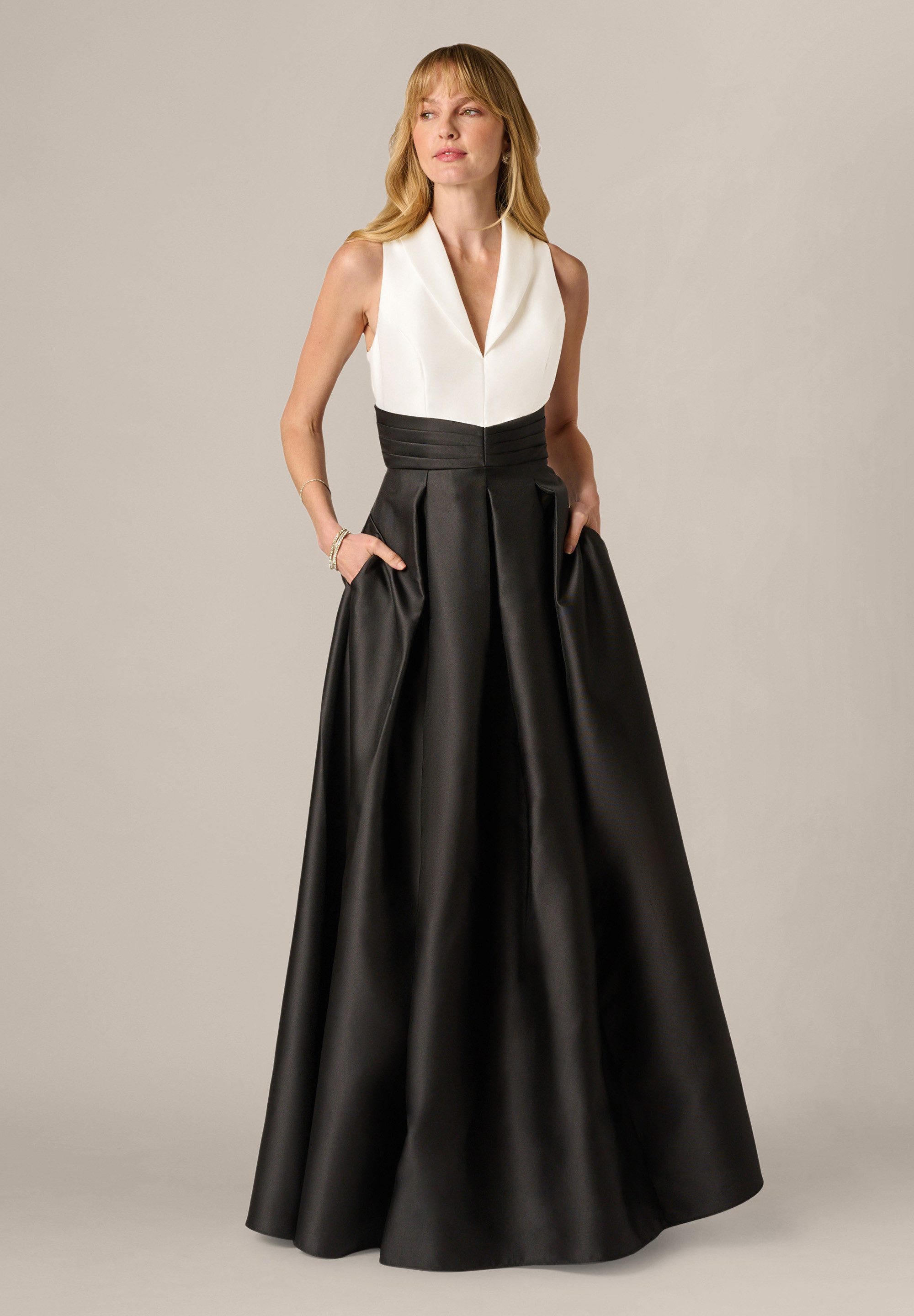 Adrianna Papell Abendkleid Colorblock Mikado Gown Maßgeschneidertes Smoking günstig online kaufen
