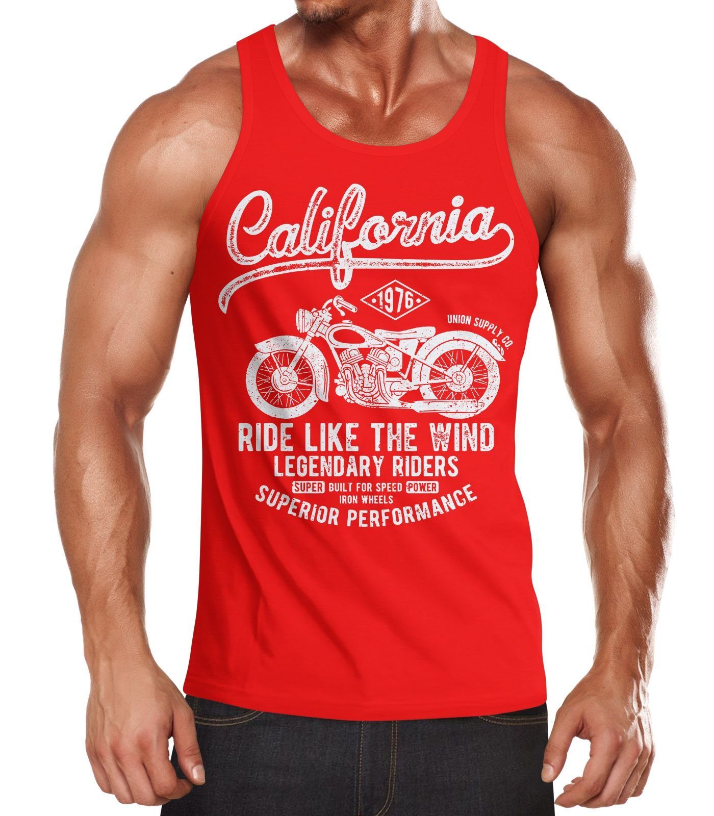 Neverless Tanktop Herren Tank-Top California Motorbike Muskelshirt Muscle Shirt mit Print