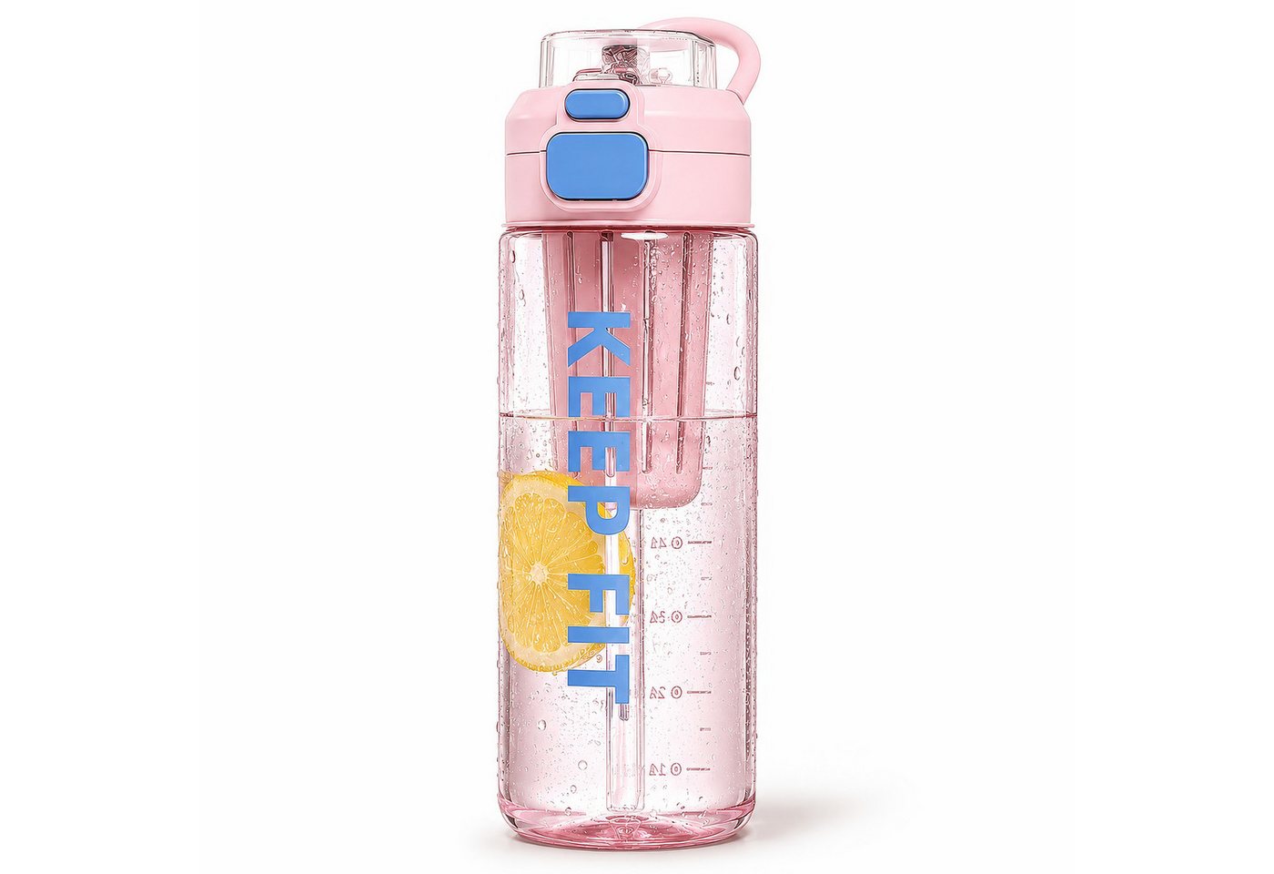 BlingBin Trinkflasche Auslaufsicher Wasserflasche 750ml, Sport Flasche mit Strohhalm, Trinkflasche mit Fruchteinsatz für Arbeit, Wandern, Yoga, Schule