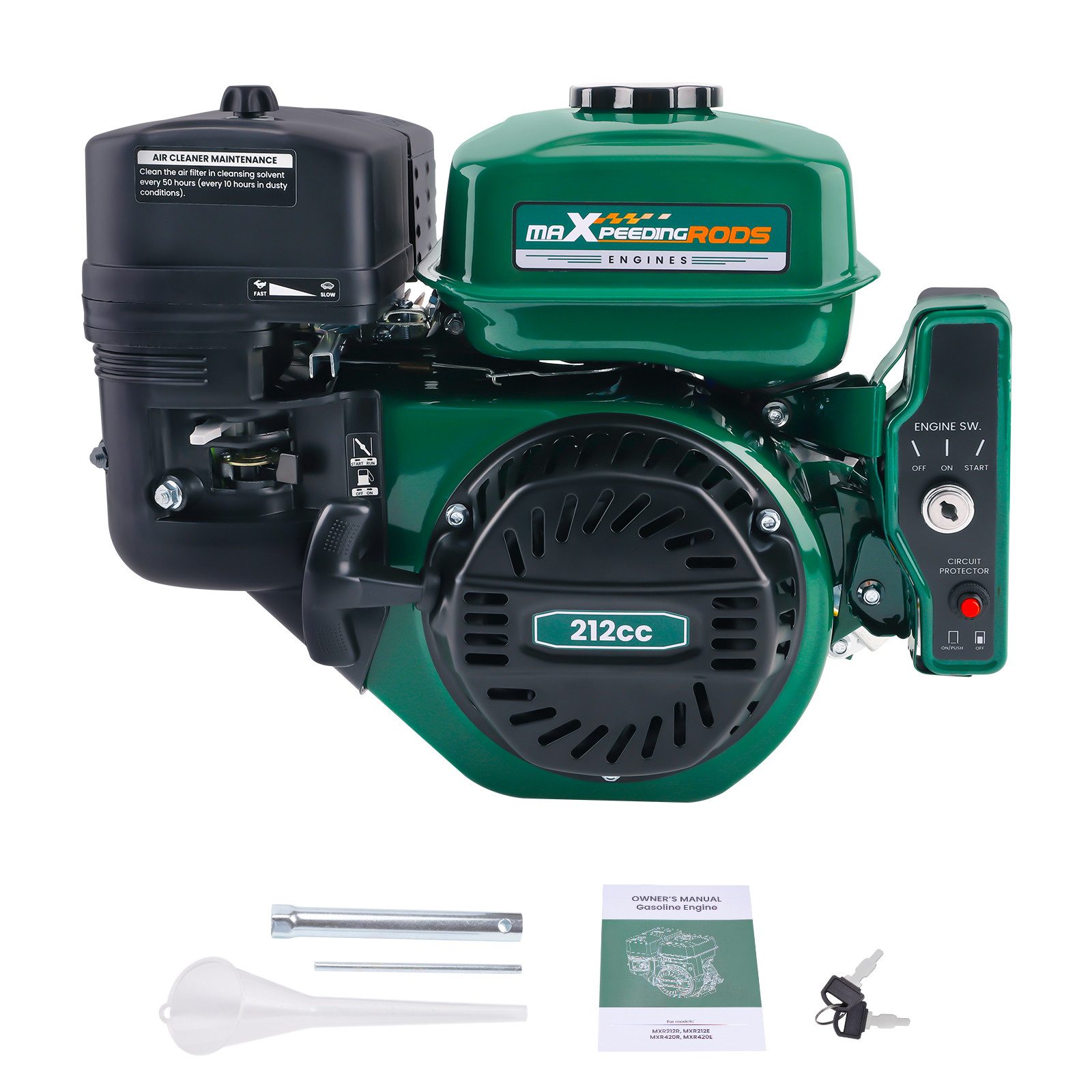 maXpeedingrods Stromgenerator PE-MXR212E, 212cc Benzinmotor 7PS Seilzugstart/E-Start horizontaler Gasmotor
