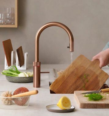 QUOOKER Küchenarmatur QUOOKER Flex VAQ PRO3 Zugauslauf Kupfer Rose' & 100°C Armatur (3XRCO) (2-St) Spültischmischer mit 100°C Kochendwasserfunktion