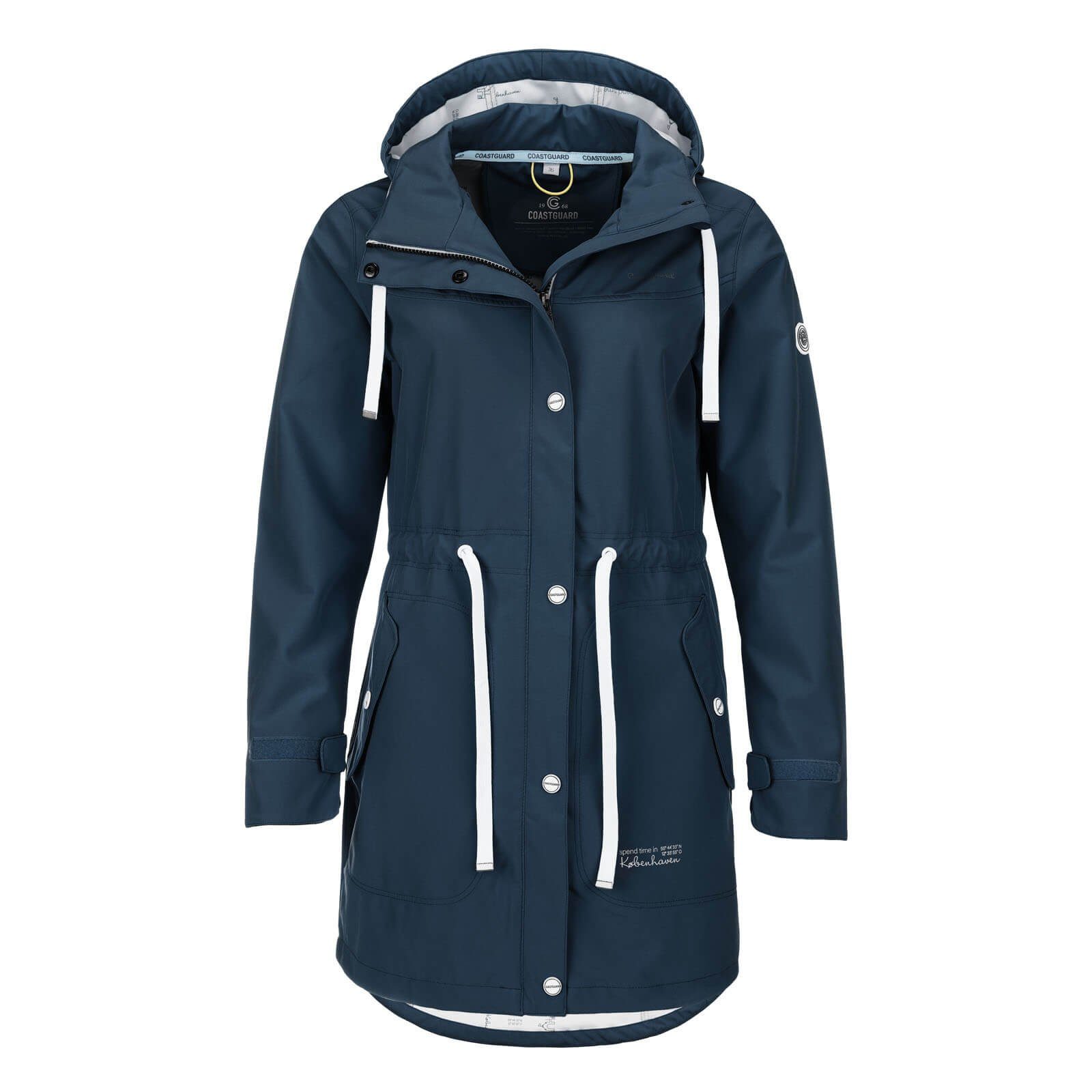 Coastguard Softshellmantel Damen Kurzmantel Softshelljacke mit abnehmbarer Kapuze und Taillenzug