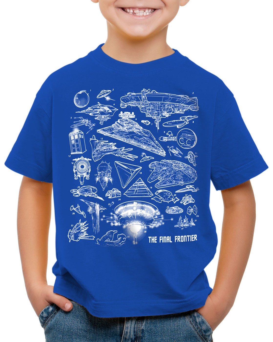 style3 Print-Shirt Kinder T-Shirt Space Ships sci-fi T4RD1S Viper blau