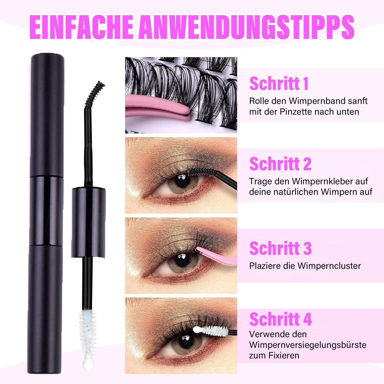 MOPUEA Einzelwimpern Wimpernverlängerungsset 126-teiliges Cluster Wimpern Einzelset, Umfangreiches DIY Wimpern Set, 126 tlg., Ideal für Anfänger und Make-up Liebhaber