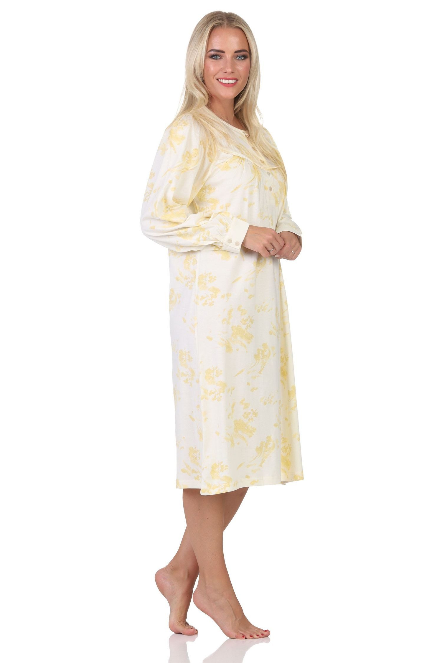 Normann Nachthemd Damen langarm Nachthemd im klassischen fraulichen Design