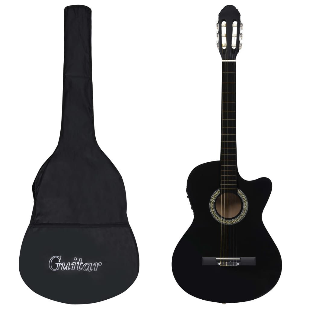 Westerngitarre 12-tlg. Western Gitarren-Set mit Equalizer und 6 Saiten Schwarz