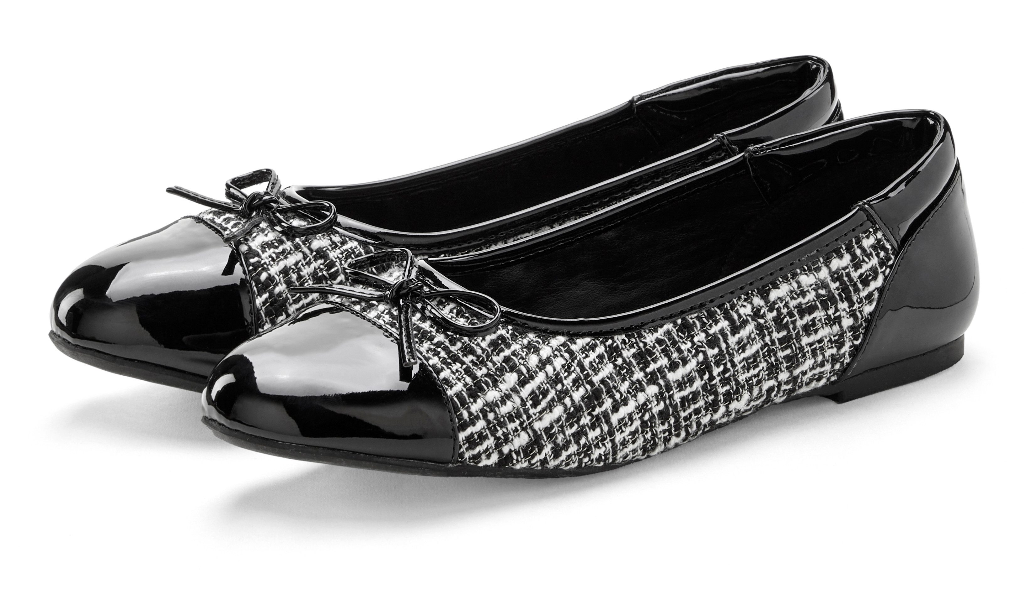 LASCANA Ballerina in Hahnentritt-Optik, Freizeitschuh, Slipper, günstig online kaufen