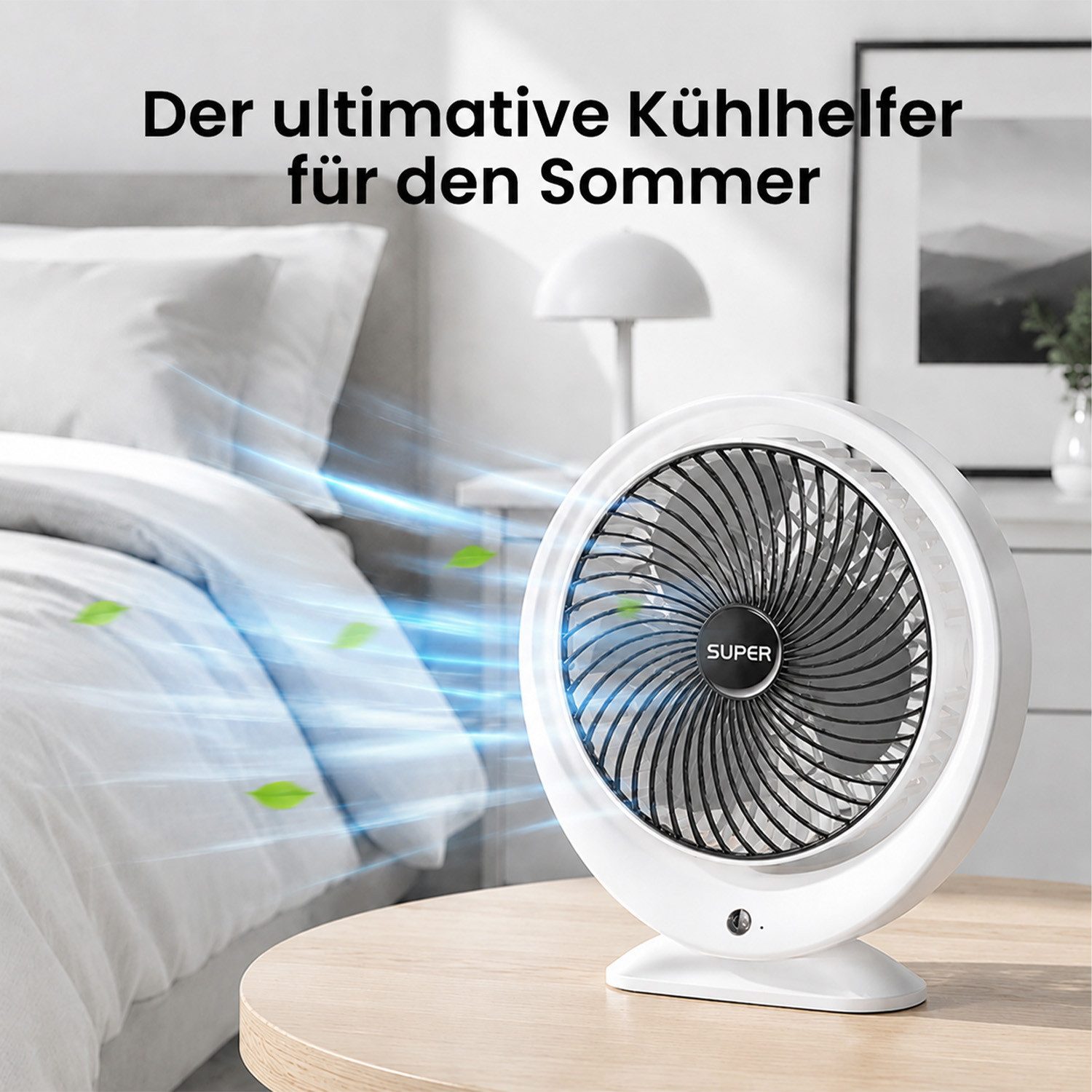 MOPUEA Ventilatorkombigerät Mini Ventilator Standventilator Tischventilator Luftzirkulation, 180° verstellbar Mobiler Luftkühler Schnelle Kühlung, Leiser Betrieb