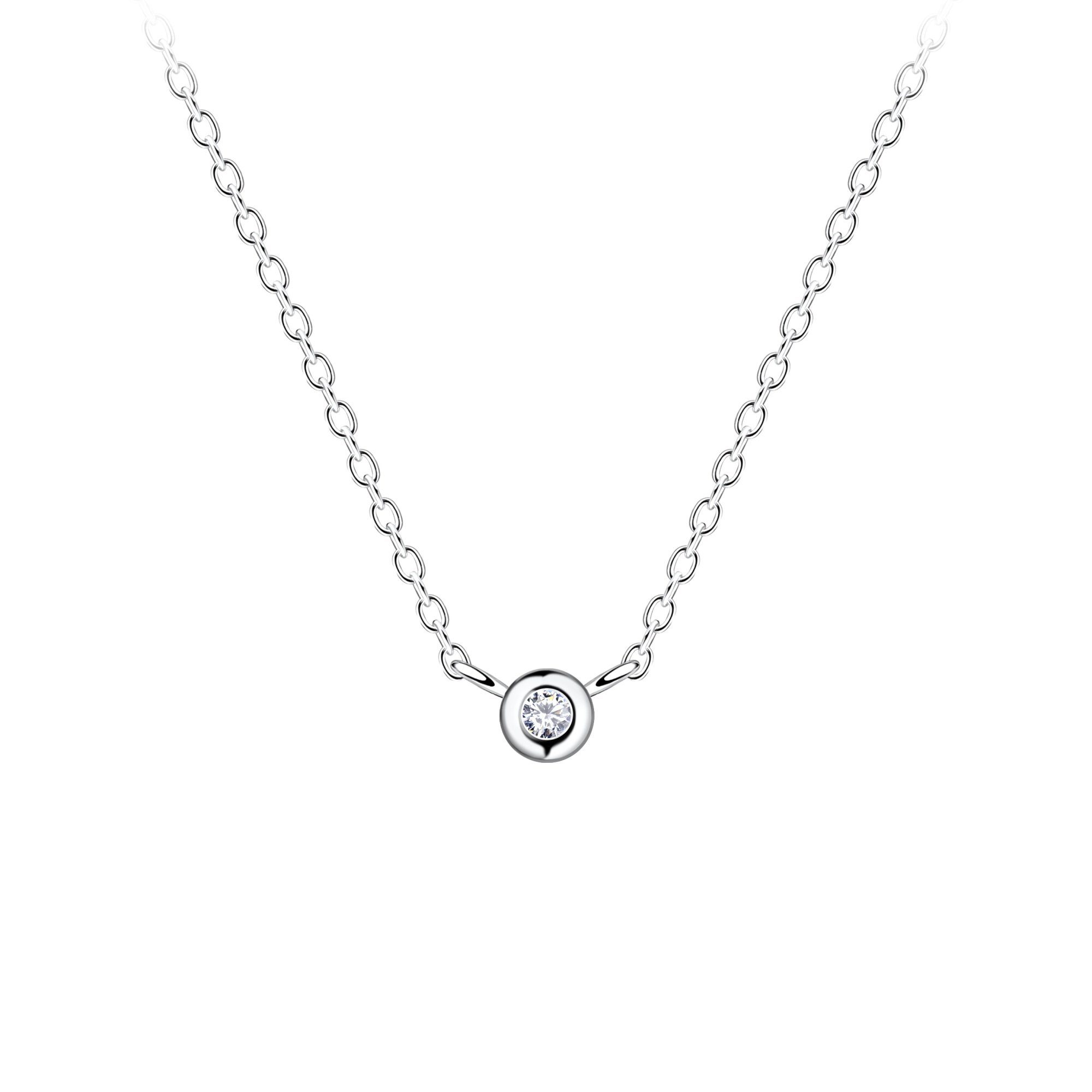 ALEXANDER YORK Kette mit Anhänger SOLITÄR weiß, 2-tlg., 925 Sterling Silber