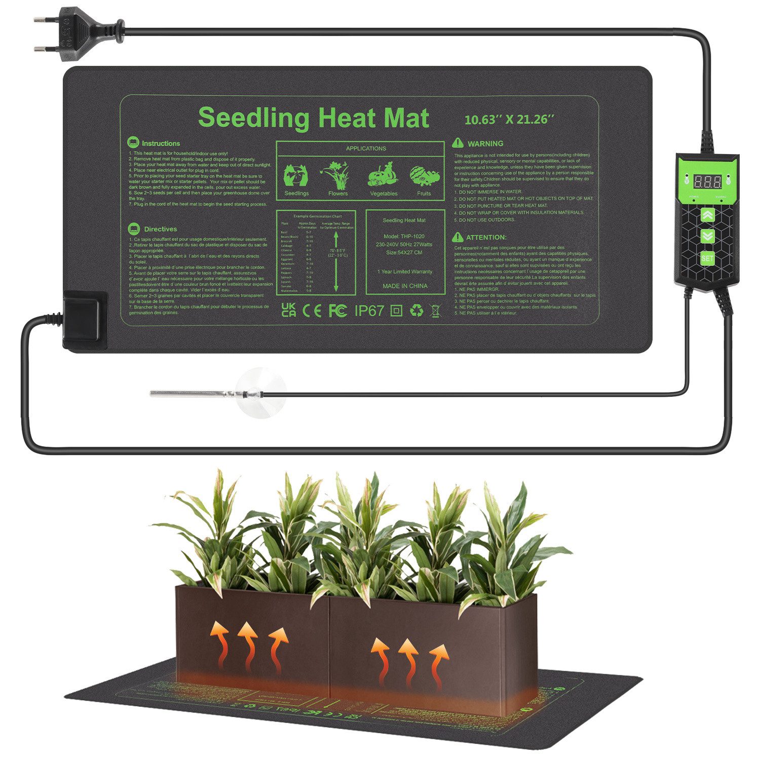 Clanmacy Heizmatten Heizmatte mit Thermostat Terrarium 27W Zimmergewächshau günstig online kaufen