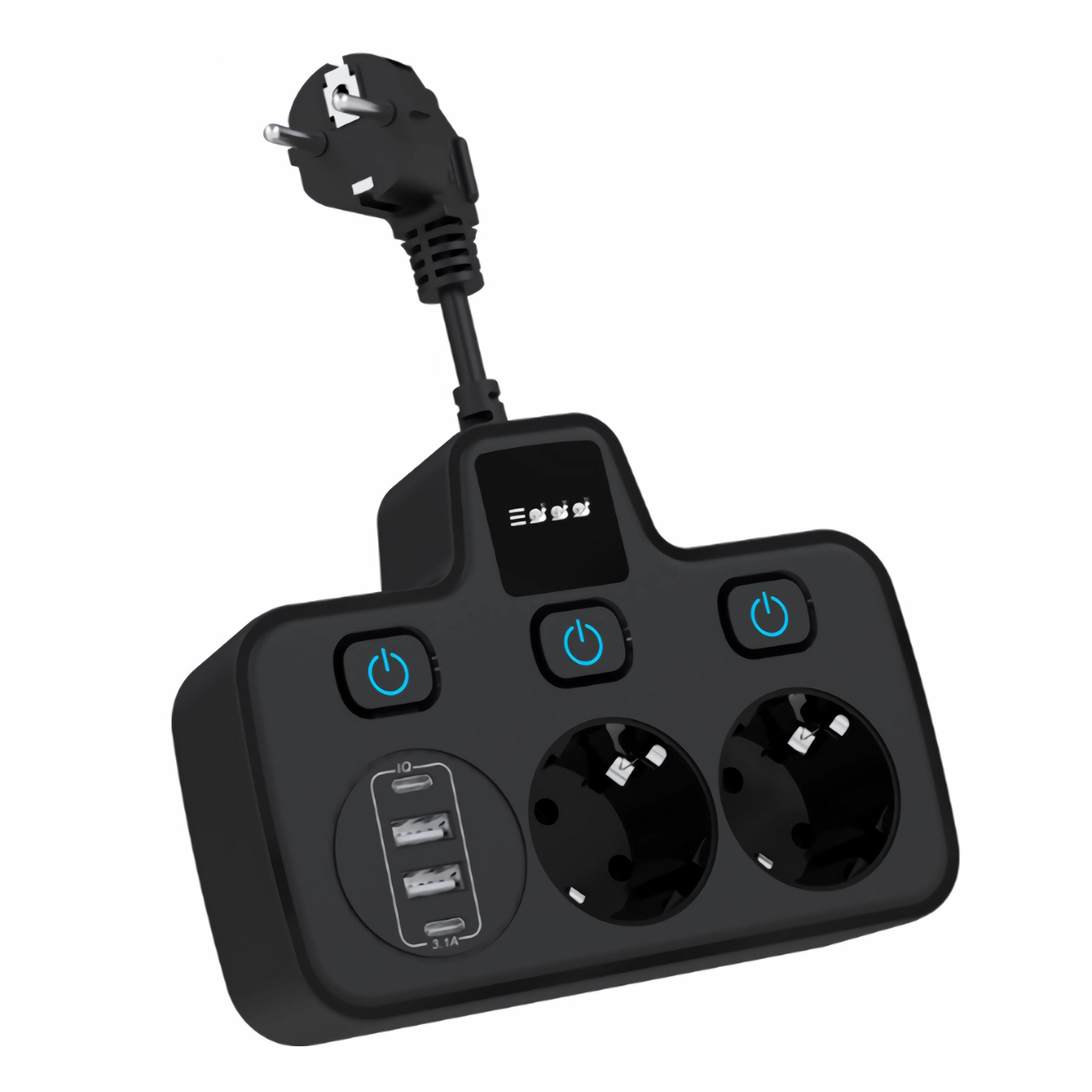 C03C Ladegerät Steckdosenleiste Tischsteckdose Schalter 2x USB-A USB-C Universal-Ladegerät