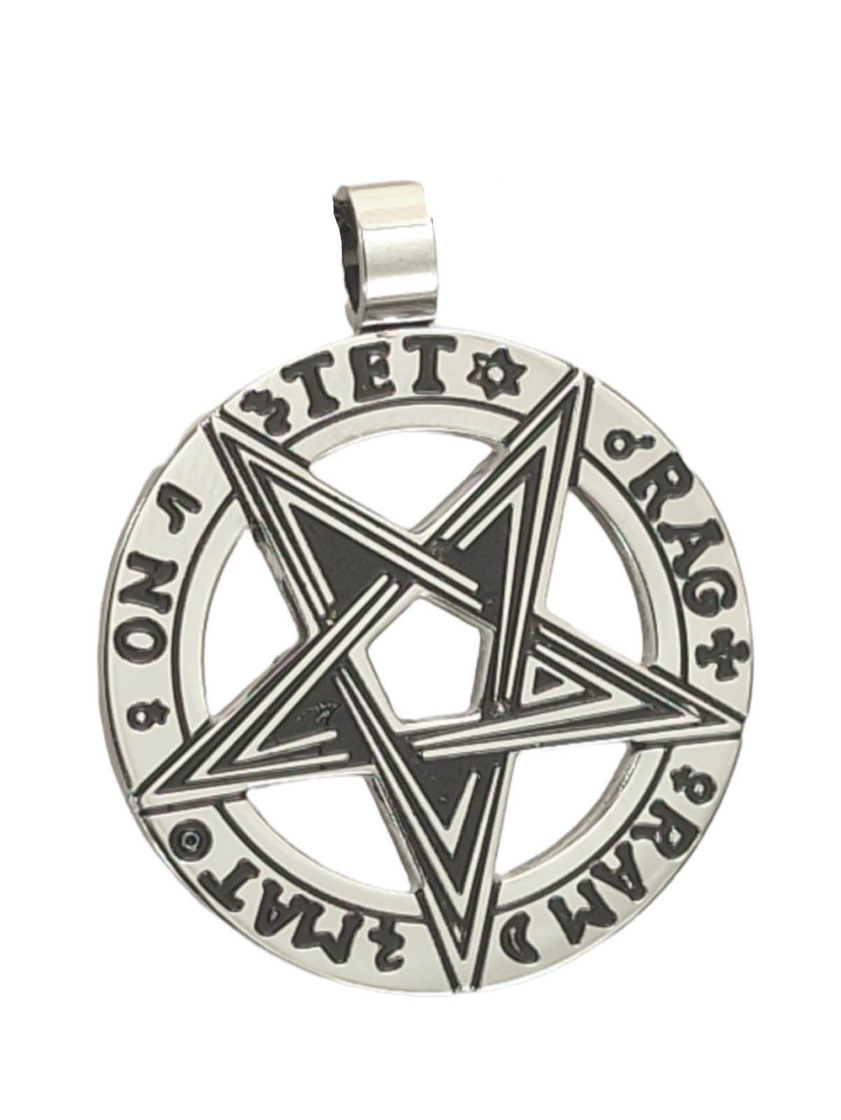 Pentagramm Kiss Leather Luzifer Satan Edelstahl of Kettenanhänger Drudenfuß