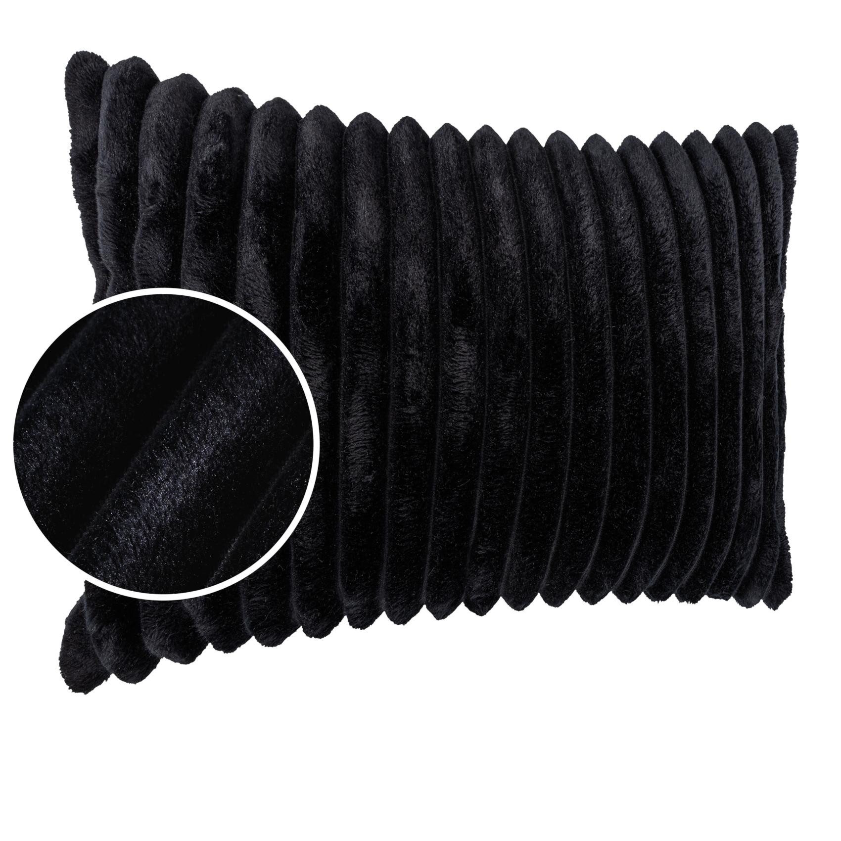 Kisska Dekokissen LILLI BIG CORD Velour Ambiente dekorieren, Kissenüberzug ohne Füllung BIG-Cord UNI 50x30cm Einfarbig Schwarzblau