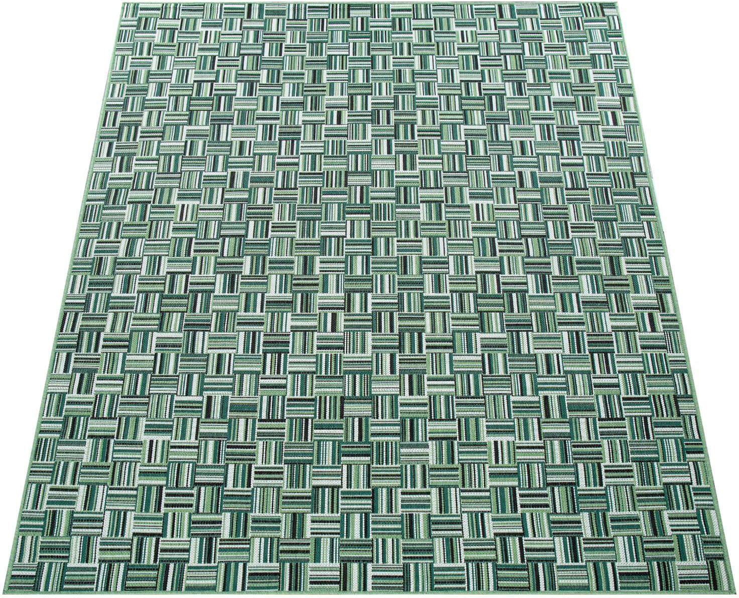 Teppich Ostende 540, Paco Home, rechteckig, Höhe: 4 mm, Flachgewebe, modernes kariertes Design, In- und Outdoor geeignet