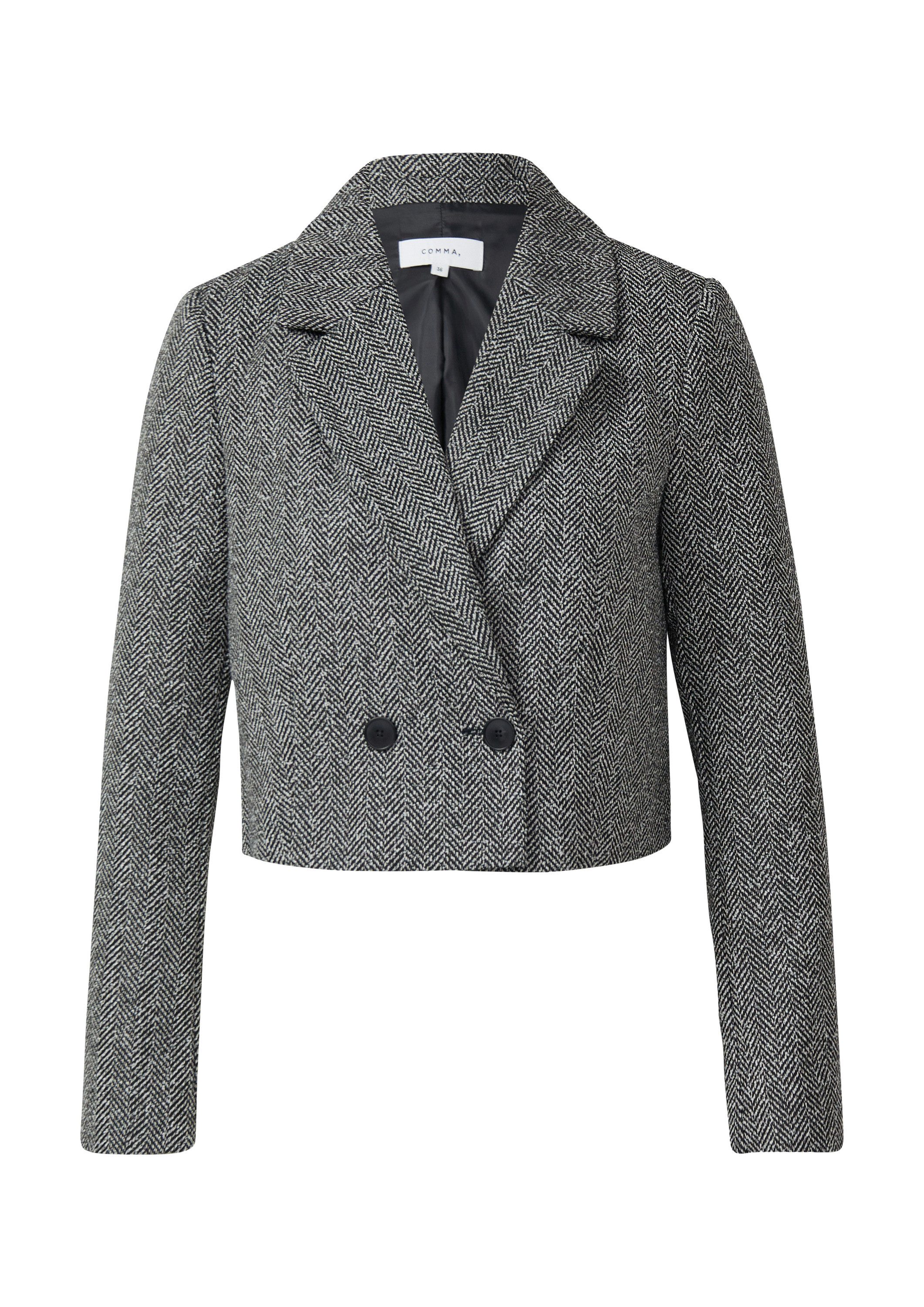 comma Jackenblazer Indoor-Blazer Verkürzter Herringbone-Blazer