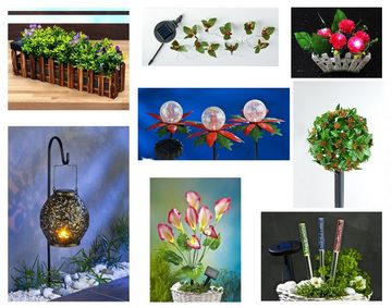 BURI Blumentopf LED Solar Gartendeko Blumenkasten Laterne Solarleuchte Lichterkette