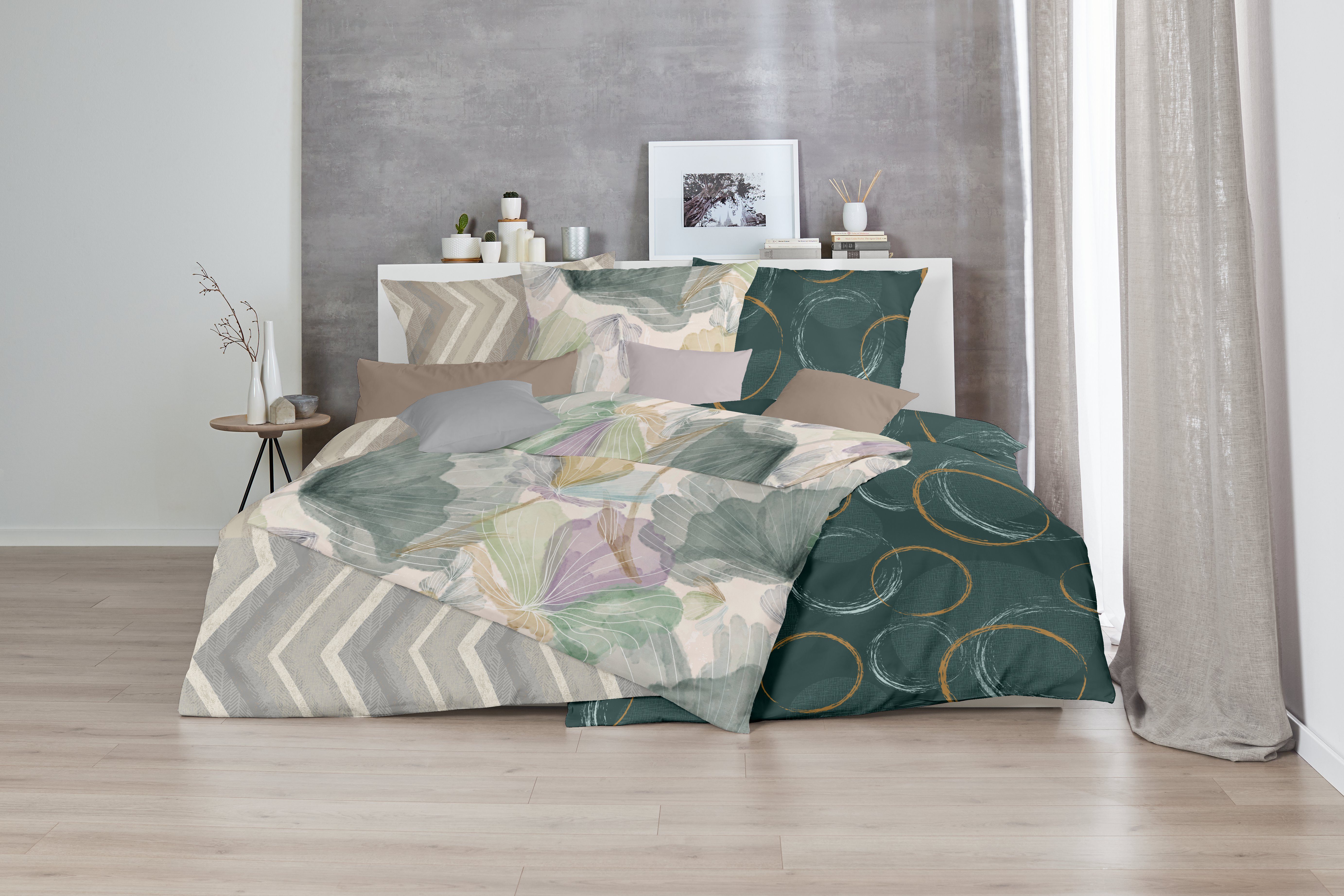Primera Bettwäsche Mako-Satin -Bettwäsche Lucida, Mako-Satin, 2 teilig, mit frischem Blumendesign – Bild 4 von 5