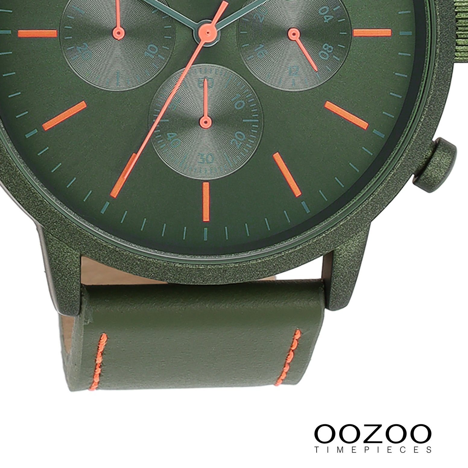 OOZOO Quarzuhr Oozoo Herren Armbanduhr Timepieces Analog, (Analoguhr), Herrenuhr rund, extra groß (ca. 50mm) Lederarmband, Fashion-Style