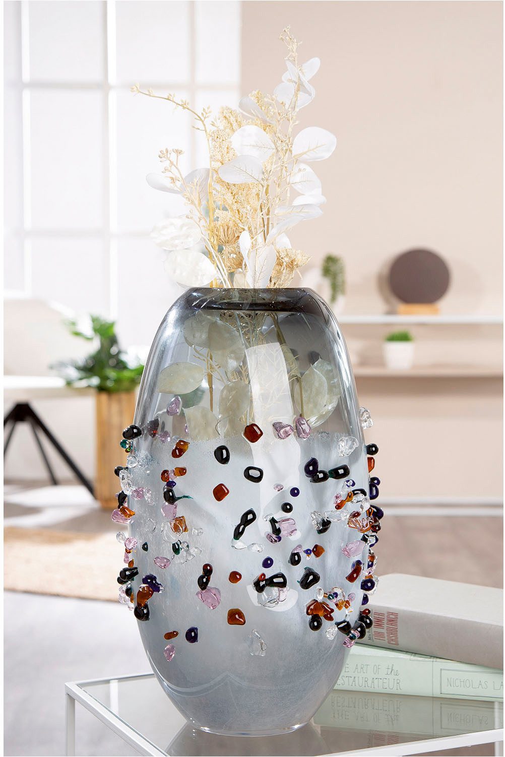 Tischvase Vase Stones schwarz transparent