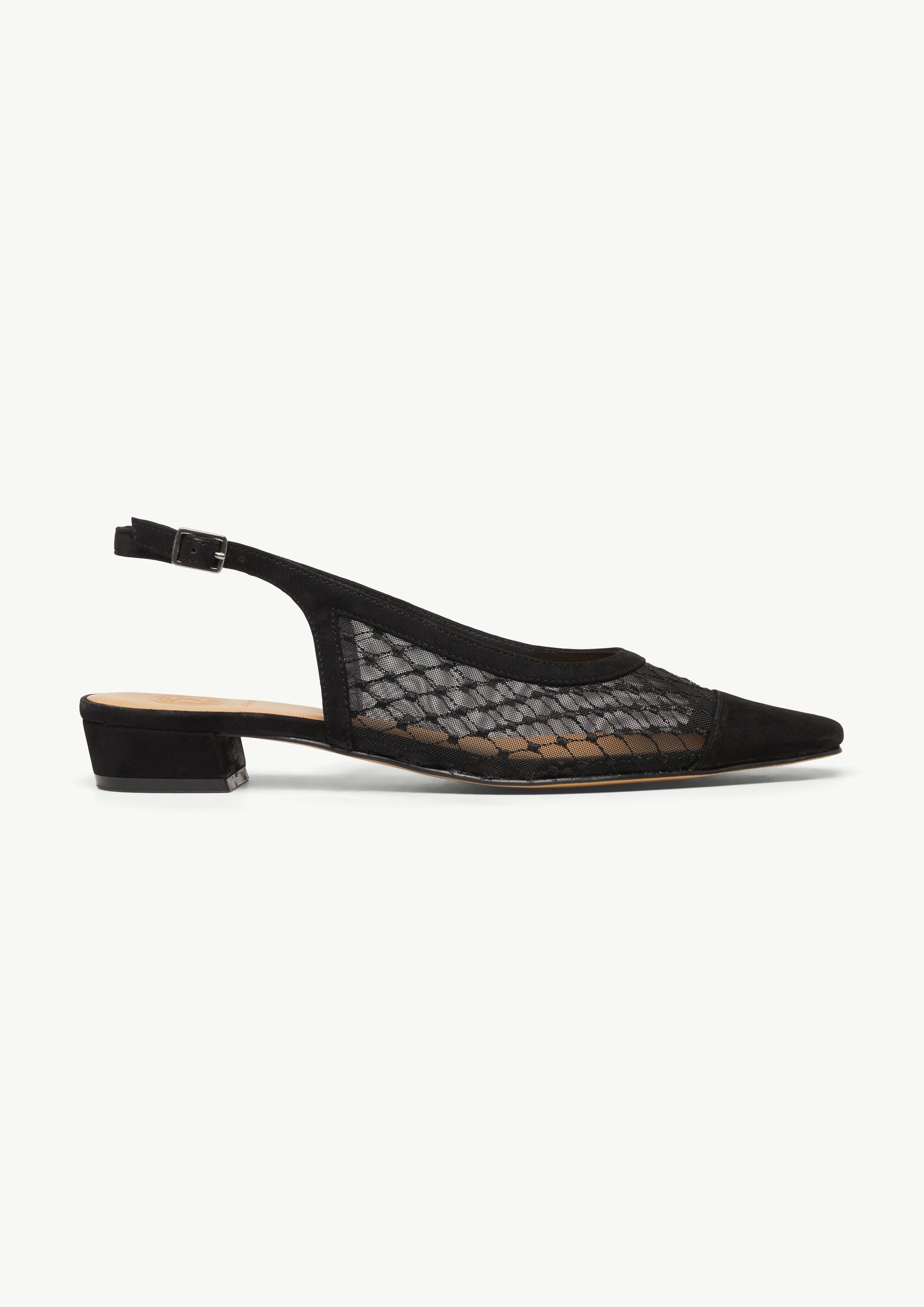Comma Slingback-Ballerinas aus Veloursleder und Mesh Sandale