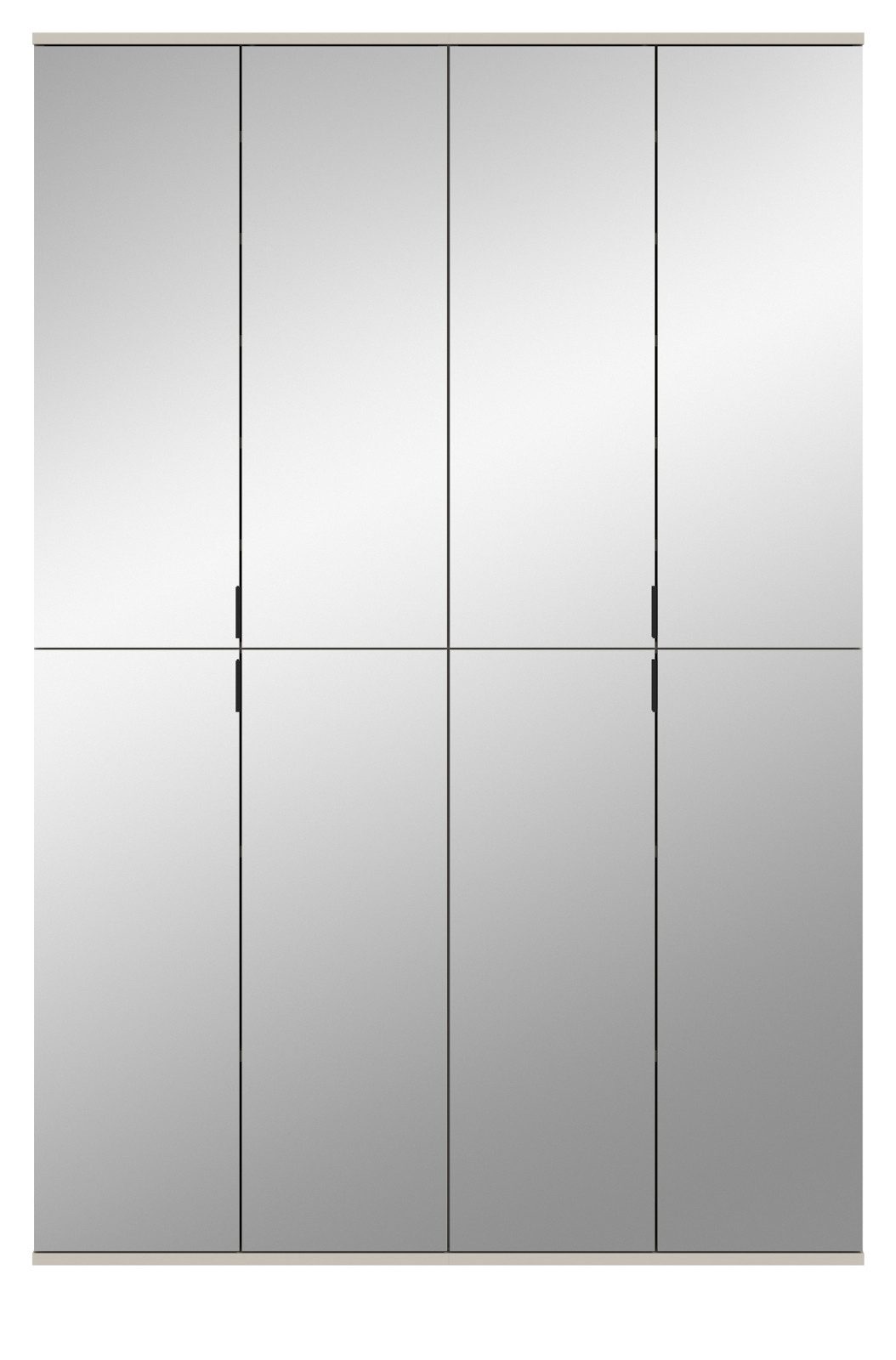 Inn.Furn Garderobenschrank Line-Up (Schuhschrank in Kaschmir / Sand, 8 Spiegeltüren, 122 x 193 cm) variable Inneneinteilung, 2 Kleiderstangen und 14 Einlegeböden