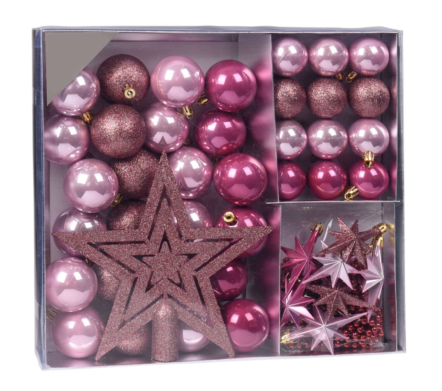 Spetebo Christbaumschmuck Christbaumschmuck 45 Teile Set - bordeaux (45-tlg), Shatterproof Deko Weihnachtskugeln bruchsicher - Christbaumschmuck