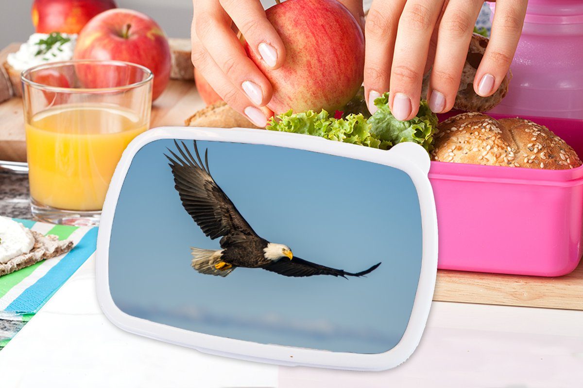 MuchoWow Lunchbox Raubvögel, Kunststoff Erwachsene, rosa - Brotbox Snackbox, Brotdose (2-tlg), Kinder, Adler Vogel Mädchen, - für Kunststoff