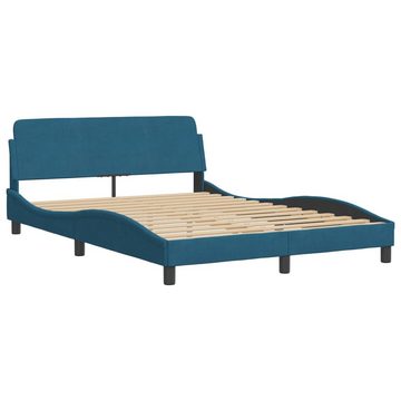 vidaXL Bett Bett mit Matratze Blau 140x190 cm Samt