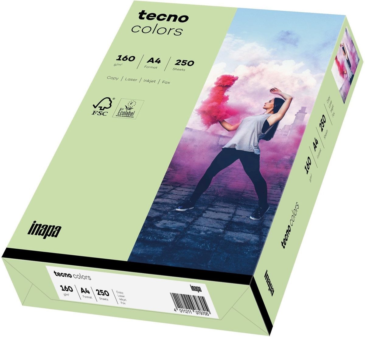 INAPA Kopierpapier Multifunktionspapier tecno colors A4 160g/qm VE=5x250 Blatt mittelgrün