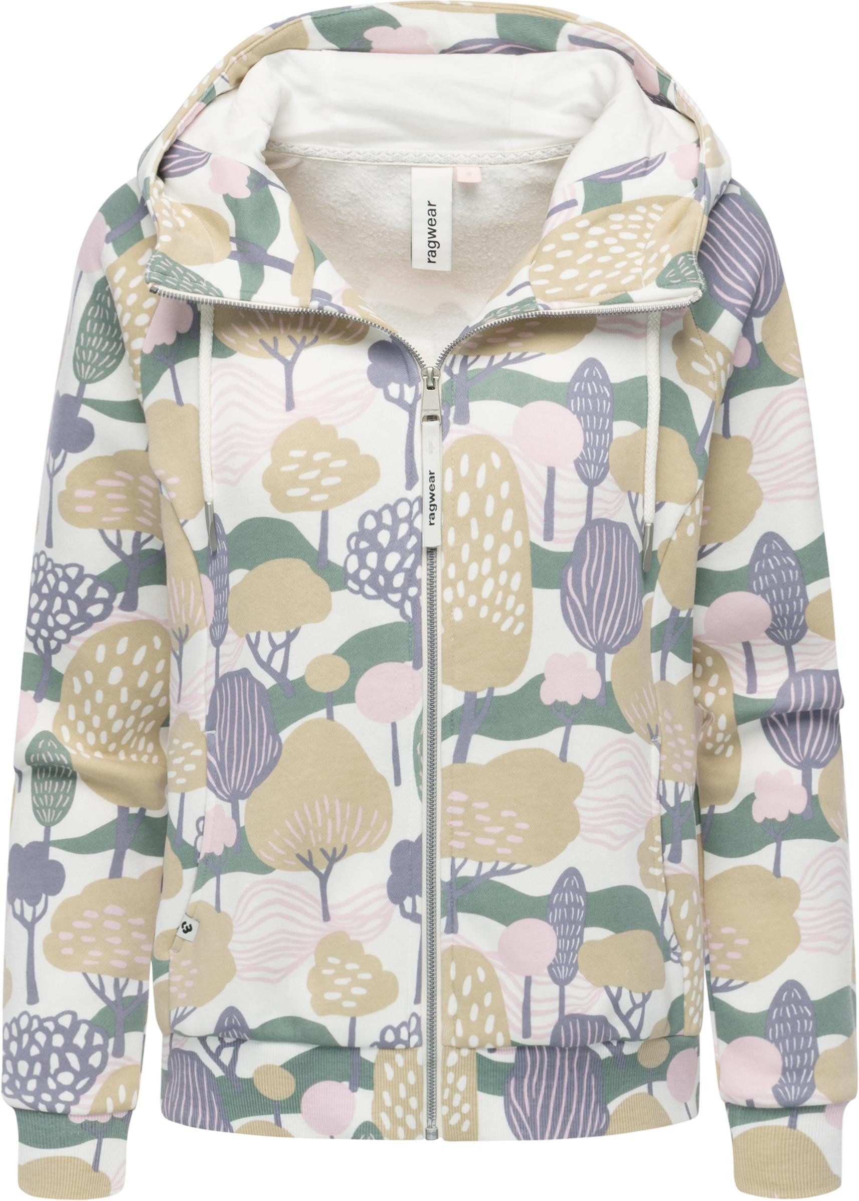 Ragwear Sweatjacke Fllawia Print modische Damen Zip-Jacke mit Allover-Print