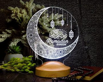 Geschenkelampe LED Nachttischlampe Ramadan Kareem Islamische Deko Geschenk für Muslimischen Freunde, Leuchte 7 Farben fest integriert, Allah Islamisches Kalligraphie, Ramadan Geschenk, Ramadan Deko