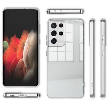 Nalia Smartphone-Hülle Samsung Galaxy S21 Ultra 5G, Spiegel Hartglas Hülle / Klarer Spiegeleffekt / Tempered Glass Cover