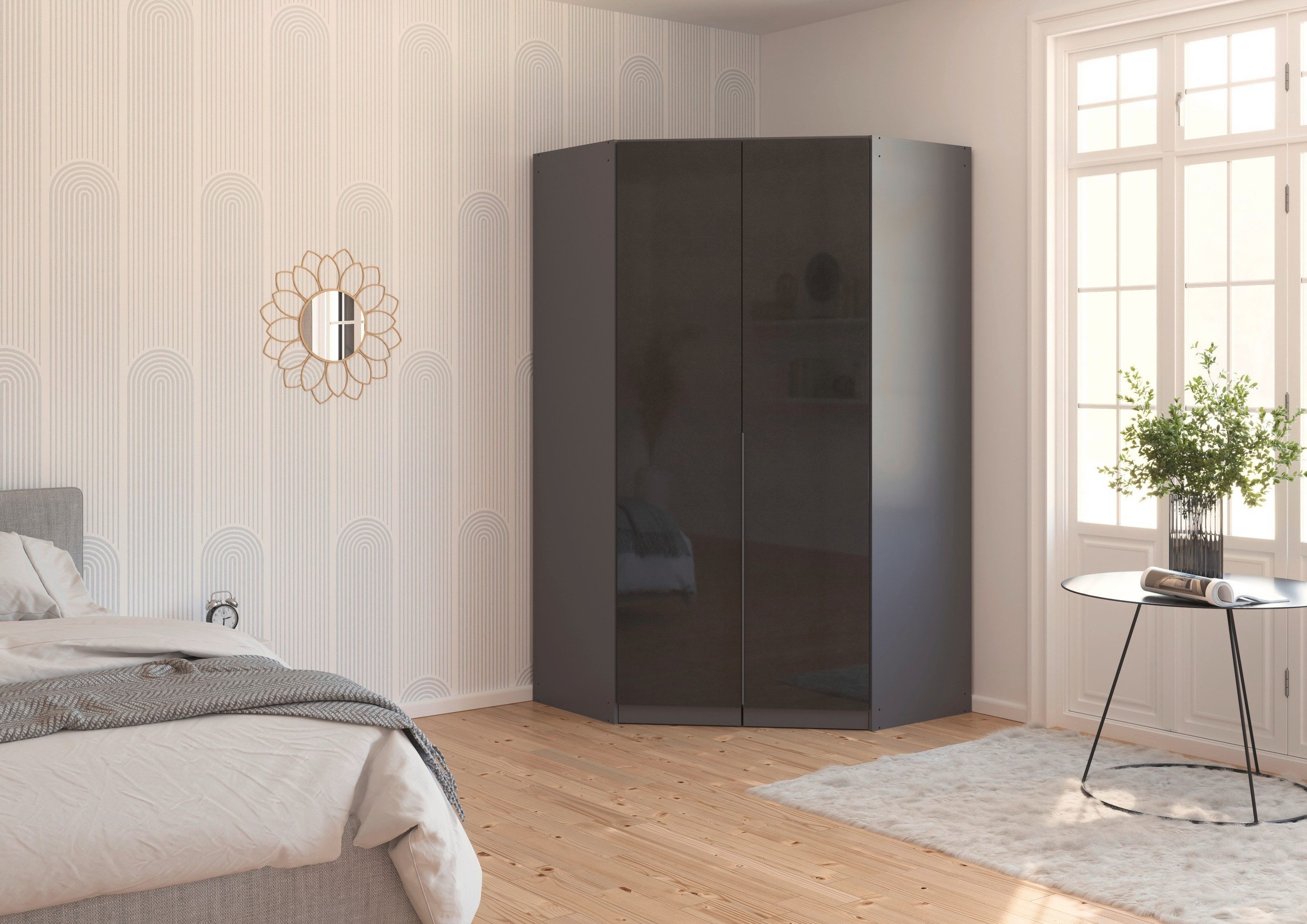 OTTO home Eckkleiderschrank Kleiderschrank Schrank Ankleidezimmer Schlafzimmer Garderobe AGORDO (in zwei Griff-Farben, Breite/Tiefe 117x117 cm, Höhen 210/229 cm – Bild 2 von 5