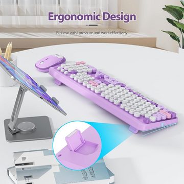 SOLIDEE Automatischer Schlafmodus für langanhaltende Akkulaufzeit Tastatur- und Maus-Set, Lebendiges Design, einfache Bedienung, leise Maus, Multimedia-Hotkeys